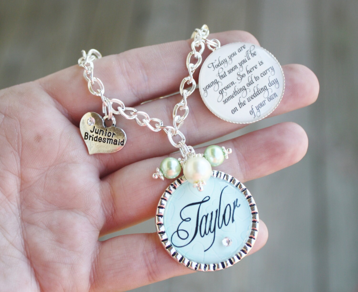 Personalized Jr Bridesmaid Gift Charm Bracelet unique keepsake