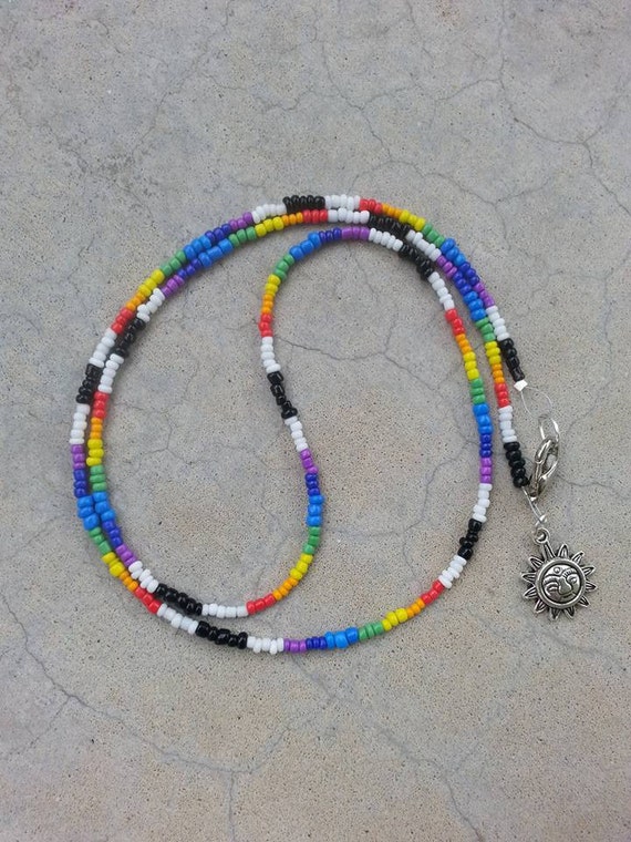 Rainbow Hippie Beads Necklace Hippie Beads by YaYaHippieEmporium