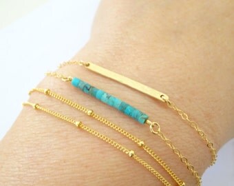 Turquoise Bracelet, Perfect Layering Bracelet, stacking bracelet, birthstone bracelet, bridesmaid bracelet, Dainty turquoise bracelet