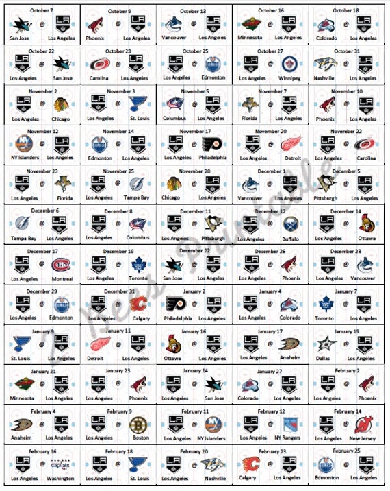 Items similar to Printable Los Angeles Kings 2015/16 Schedule Stickers