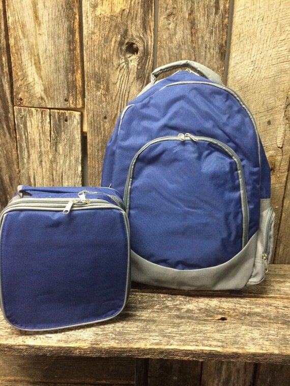 Monogrammed backpack with matching lunch box by OurPaisleyPeacock