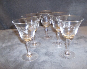25% OFF Cordial/Sherry 2 0z. Crystal Etched Stemware Set of 5