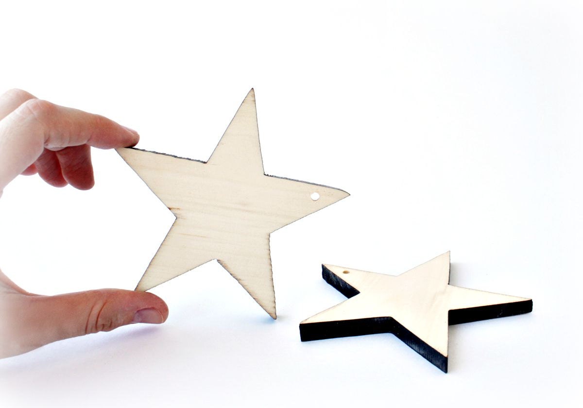 2 Unfinished Wooden Stars Set of 2 DIY Wood Crafts Natural