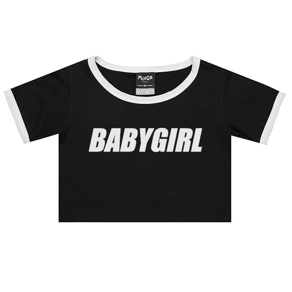 BABYGIRL RINGER TEE crop top t shirt womens girl fun tumblr