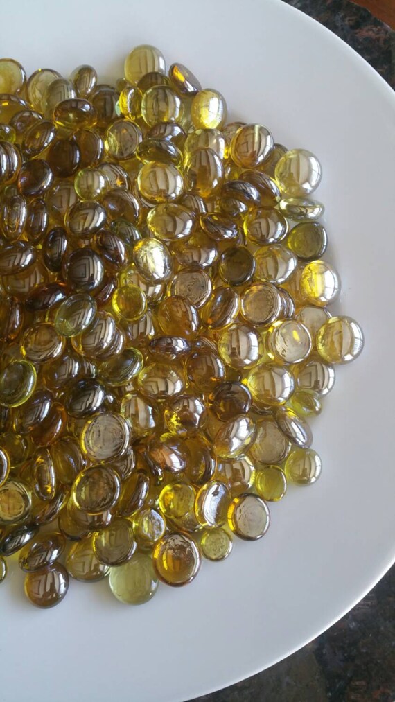 Vase Filler Yellow Gold Luster Flat Back Glass Gem