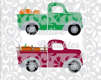 SVG Pumpkin Harvest Fall Truck for Silhouette or other craft cutters (.svg/.dxf/.eps)