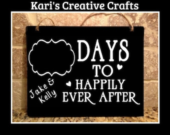 Wedding Countdown Chalk Board, Happily Ever After Count Down Board, Wedding, Mr and Mrs Hanging Chalkboard, Countdown sign, Engagement