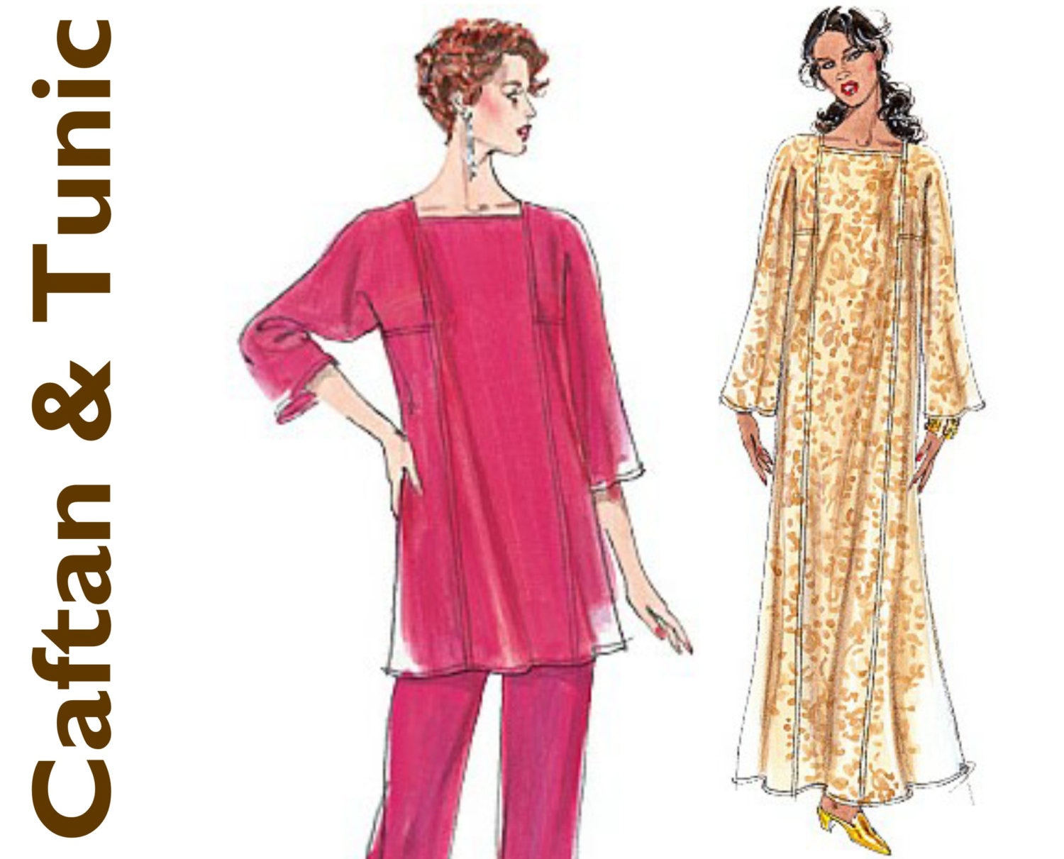  Caftan Dress Pattern Vogue 7335 sz 20 24 b 42 46 UNCUT Plus 