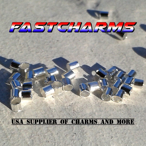 50 CRIMP TUBES jewelry making supplies Silver Plated by fastcharms