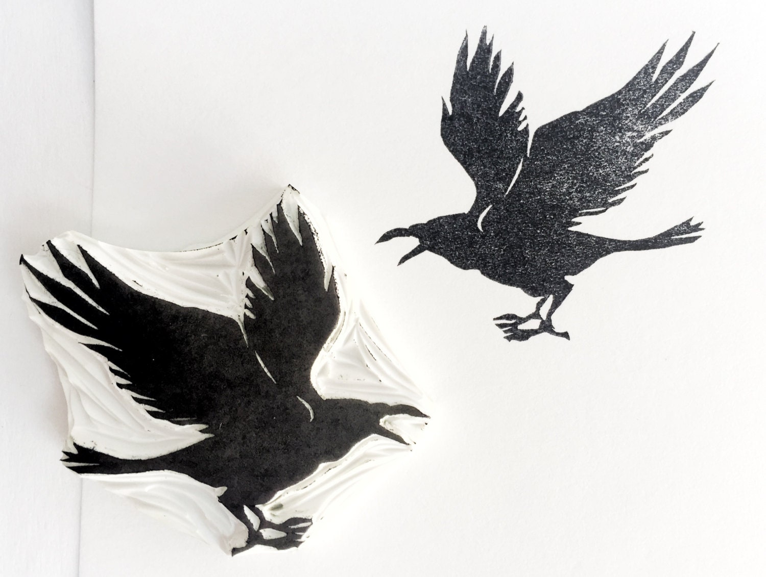 Raven stamp crow stamp bird rubber stamp raven by CutsAndScrapes