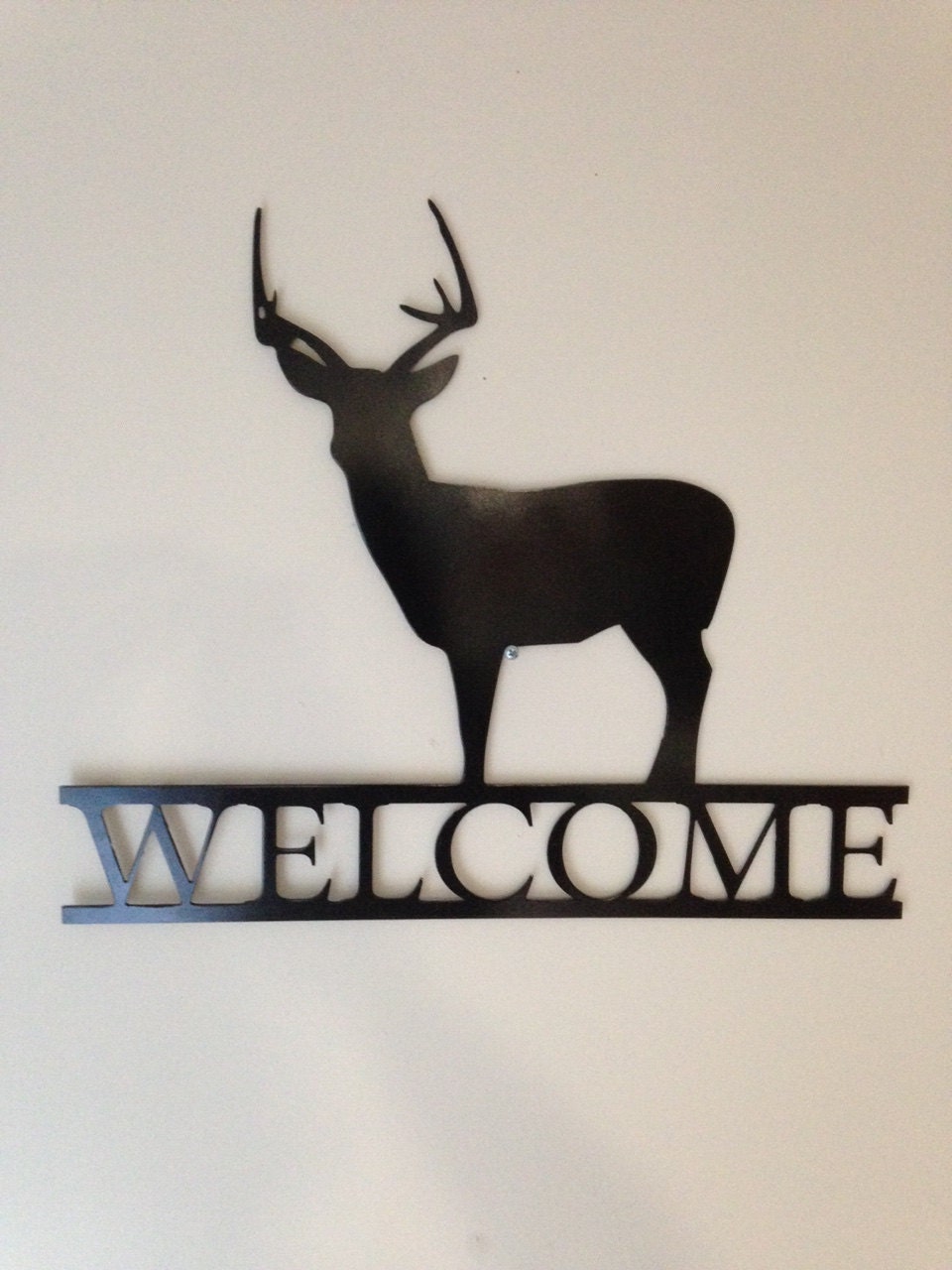 Deer Front Door Welcome Sign Metal Wall Art Buck