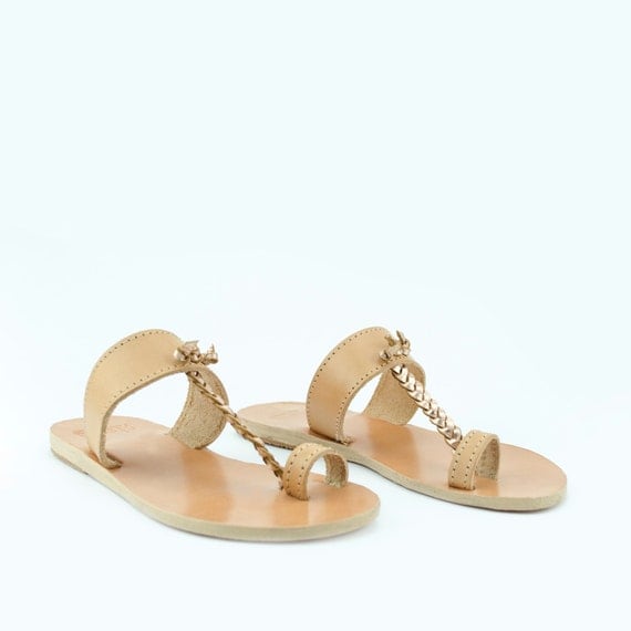 Toe Ring Greek Natural and Rose Gold Sandals Women by Pterna