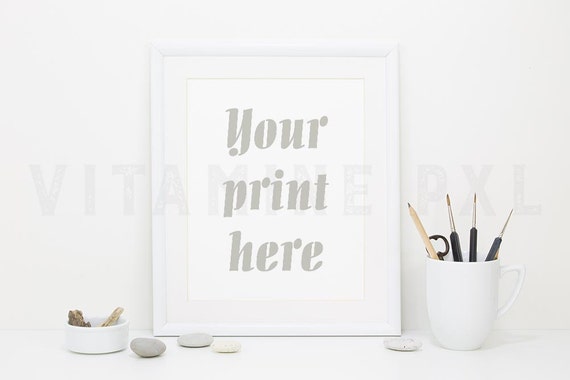 Frame Mockup, Print mockup, photography, white frame, artist brushes ...