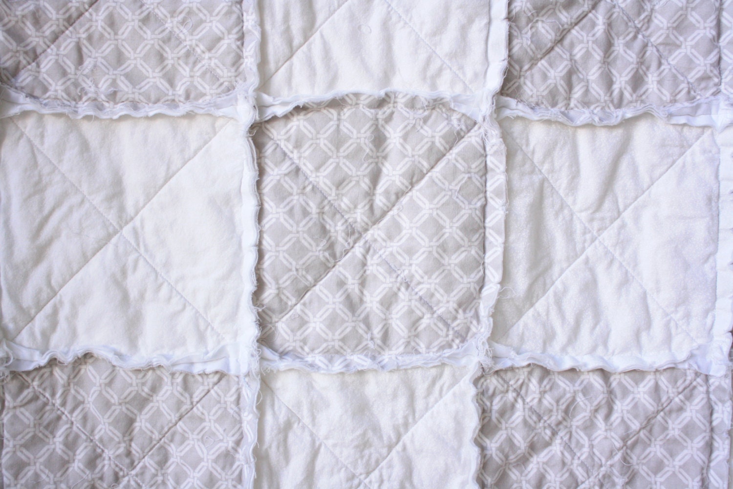 Neutral rag quilt White rag quilt Gray white rag quilt