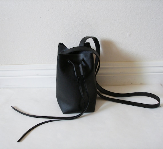 Mini soft faux leather bucket bag by Handmadeso on Etsy