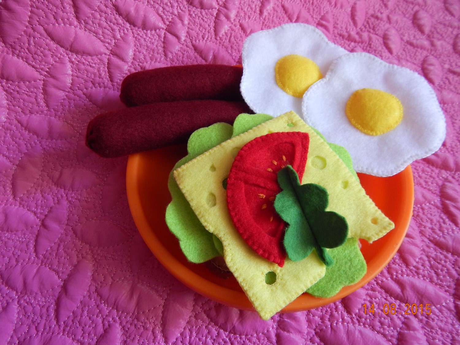 Felt sandwich. Educational toy. Felt food. Felt breakfast set.