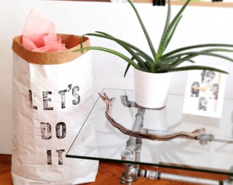 Let's Do It - Paperbag storage, handmade letterpress design Sac de rangement, Sac en papier, Paper bag, Papiertüte Aufbewahrung cadeau, gift