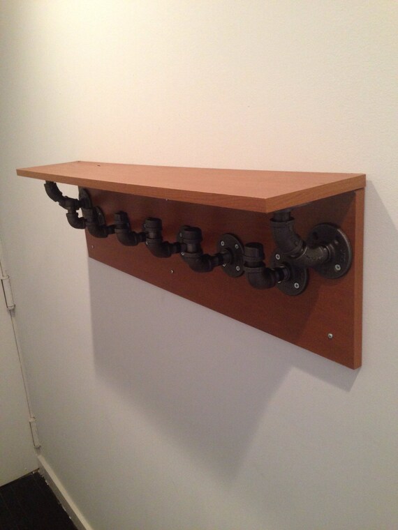 Industrial Iron Pipe and Wood Coat Rack by WestHarlemDesign