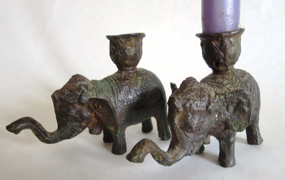 Pair of Vintage Cast Iron Elephant Candle Holders Haute Juice