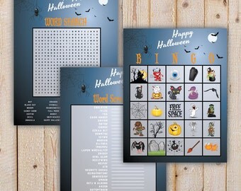 Halloween Game Pack - 3 games included! - Halloween Bingo, Word Search and Word Scramble - Printable, INSTANT DOWNLOAD