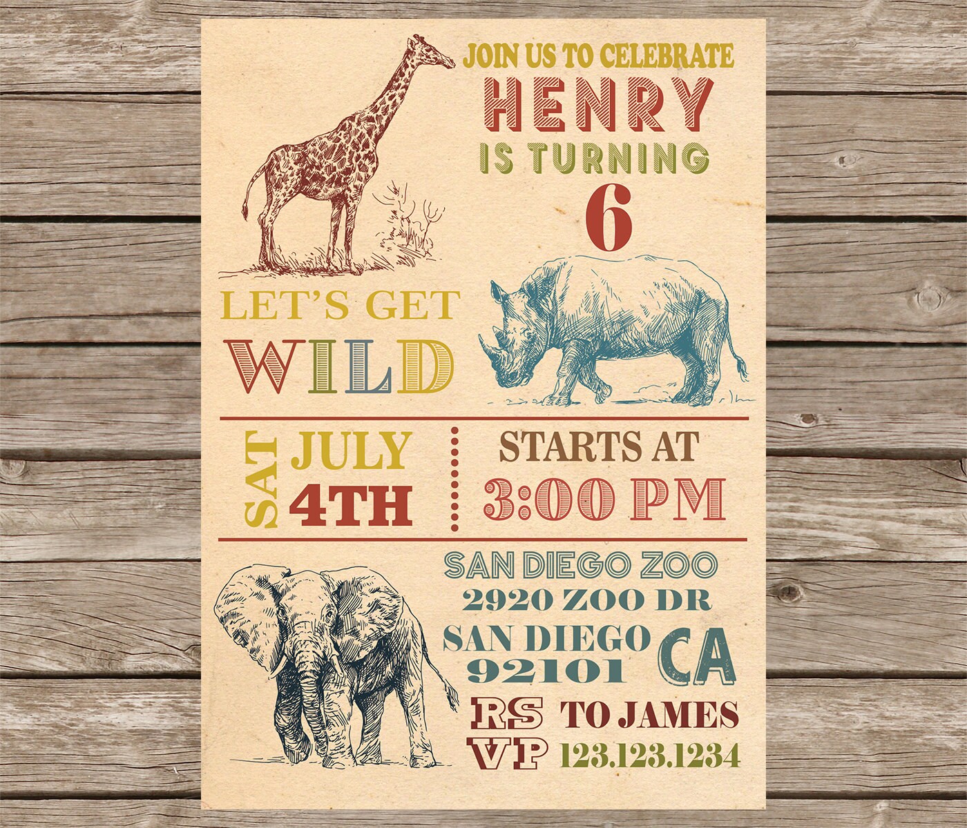 Wild Safari Invitation Zoo Invitation Birthday by losunflower