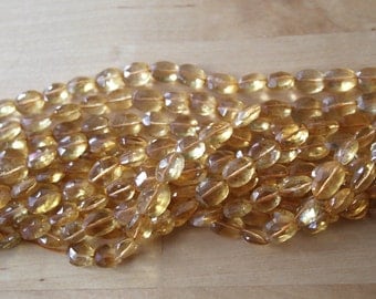 Citrine (Natural Brazilian Gemstone) Micro Faceted Oval Beads 8-9mm A Grade