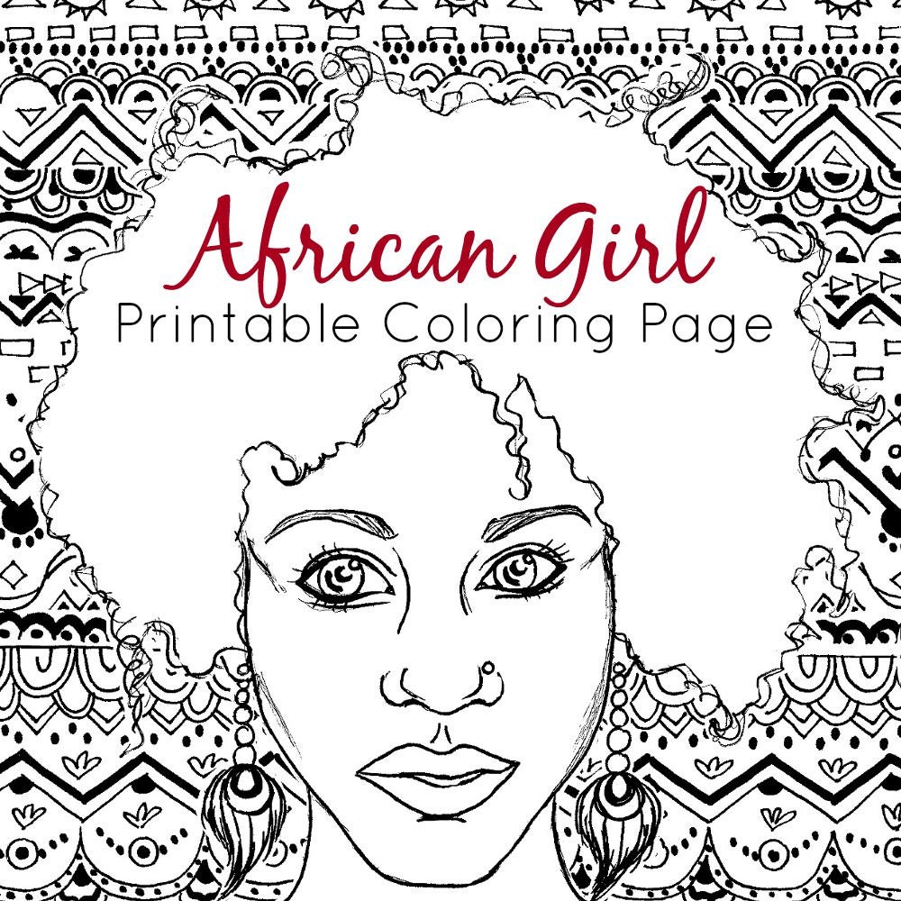 African Coloring Page Adult Coloring Page African Girl