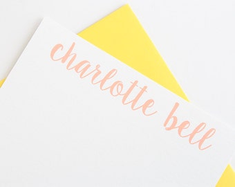 Personalized Stationery - Set of 10 // Women's Stationery Set // Calligraphy Stationery // Modern Stationery // Note Cards for Her