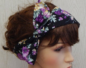 Vintage Style Headband, Tie Up Head Scarf, Dolly Bow Hairband, Retro Hair Wrap, Women's Headband