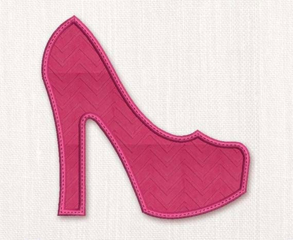High Heel Shoe Applique Machine Embroidery Design 001