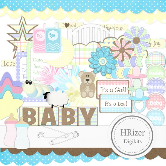 Baby Scrapbook Embellishments By HRizerDigiKits On Etsy