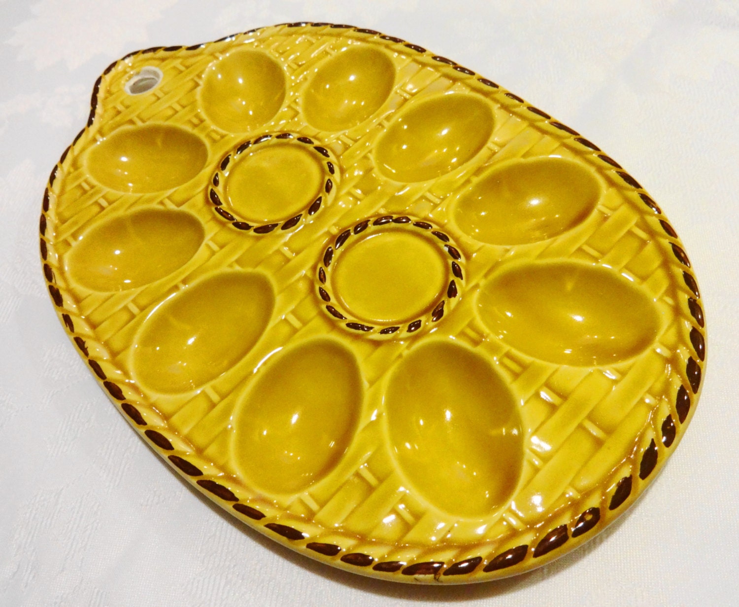Vintage Deviled Egg Plate, 1960s Vintage Kitchen, Deviled Egg Dish, Serving Platters, Mid