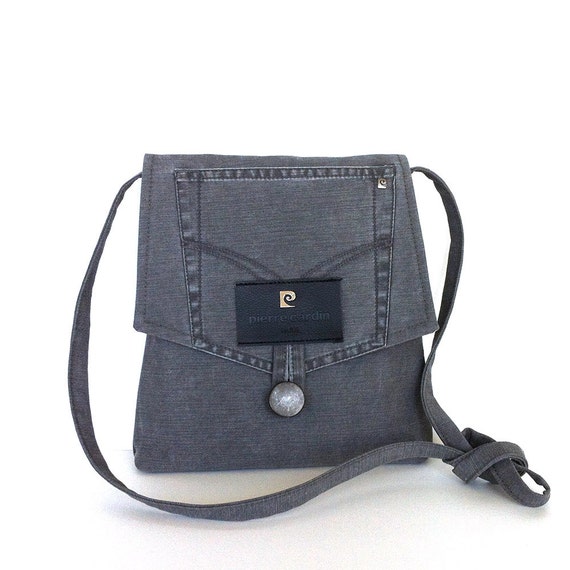Gray recycled messenger bag Small purse Grey crossbody bag