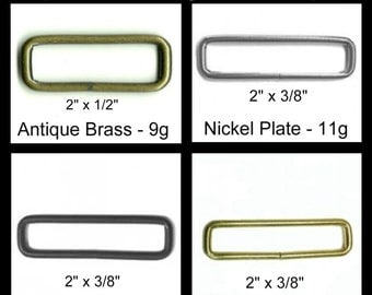 10 PIECES - 2" - NON Welded Rectangular Loop, 51mm - Your Choose finish - Nickel or Brass Plate, Antique Brass or Black
