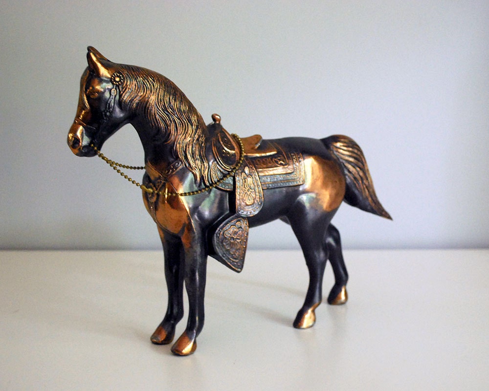 Vintage Copper Horse Figurine Carnival Prize Toy Collectibles