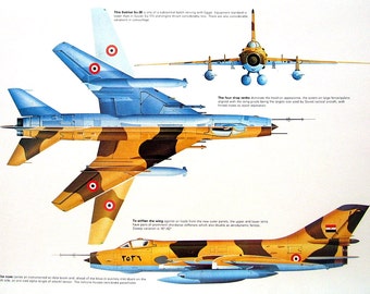 Airplane Print - Sukhoi Su-20 - Aircraft Print - 1980 Vintage Book Page - Historical Aircrafts - 12 x 9