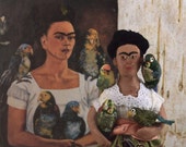 Frida Kahlo With Pet Parrots Doll Art Miniature Frida Kahlo With Pet Parrots Doll Art Miniature