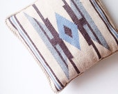 Vintage Kilim Pillow - wool cushion,southwest, blue and white