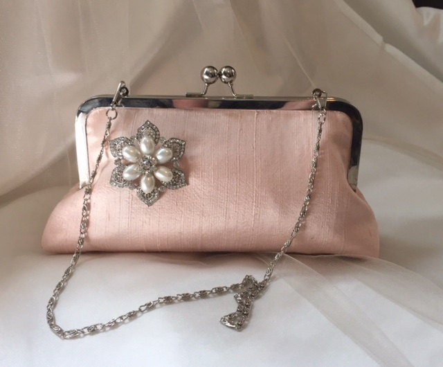 CLASSIC CLUTCH bridesmaid gifts with rhinestone brooch in