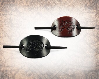 Small Leather Barrette, Barrette, Hair Clip, Leather Barrette, Brown Barrette, Hair Slide - Wolf - Custom to You (1 Barrette only)