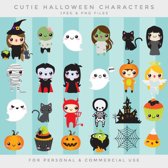 Whimsical Halloween Clip Art Halloween cute clip art kawaii clipart cute whimsical