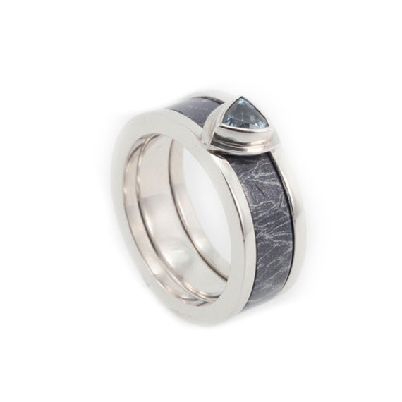 Platinum Engagement Ring Guard set w a Topaz by jewelrybyjohan