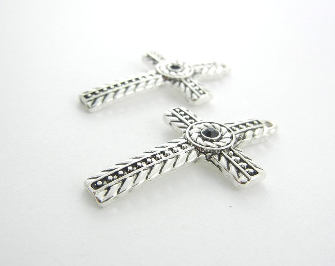 Pair of Cross Charms Herringbone Design