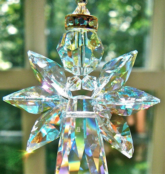 Crystal Guardian Angel Suncatcher In Aurora Borealis Angel