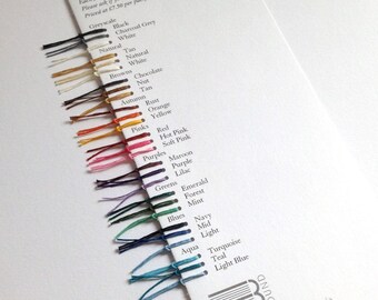 Shade Card: Crawford Waxed Irish Linen Thread for Bookbinding, Macrame. Samples, UK, International