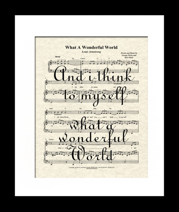 Items similar to What A Wonderful World Song Art Print, Sheet Music Art