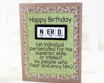 Science Nerd Birthday Card - Greeting Card, Paper Goods, Chemistry, Periodic Table, Breaking Bad - Science Teacher gift idea - Masculine