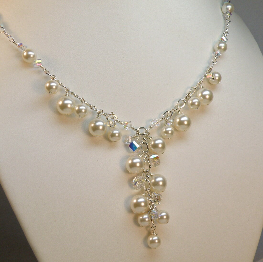 Champagne Pearl Wedding Jewelry Set Bridal Necklace and