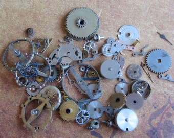 Vintage WATCH PARTS gears - Steampunk parts - c9 Listing is for all the watch parts seen in photos