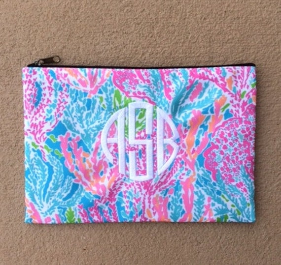 Lilly Pulitzer Monogrammed Pencil Cosmetic Case Let's Cha